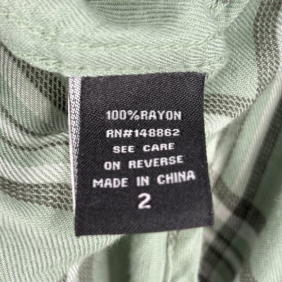 Torrid Shirt Dress Size 2X Olive Green Plaid Drawstring Waist Roll Tab Sleeves - Picture 11 of 12